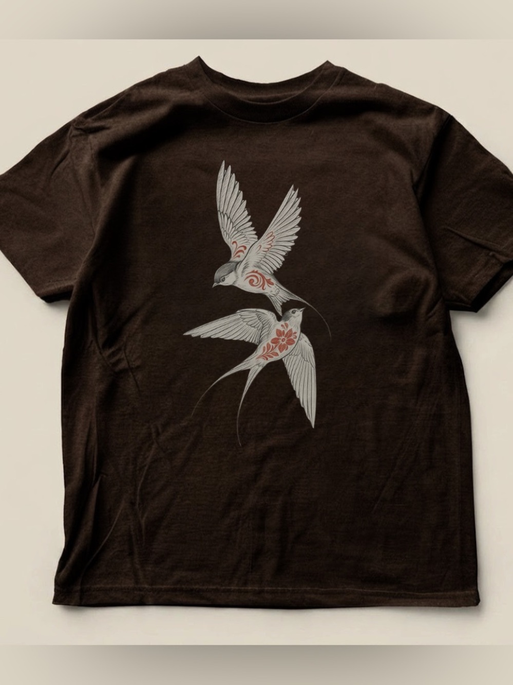 Double Swallow Birds Traditional Tattoo Graphic Tee